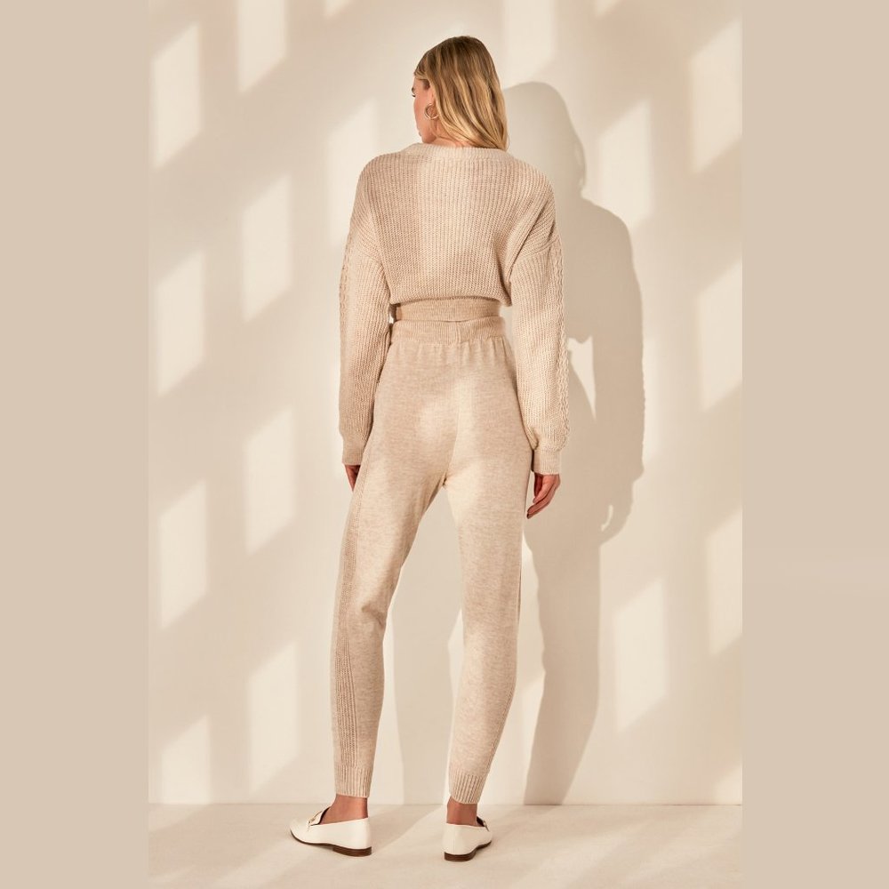 NWT Knitted Beige Cardigan Tank Joggers Set Small - Picture 6 of 6